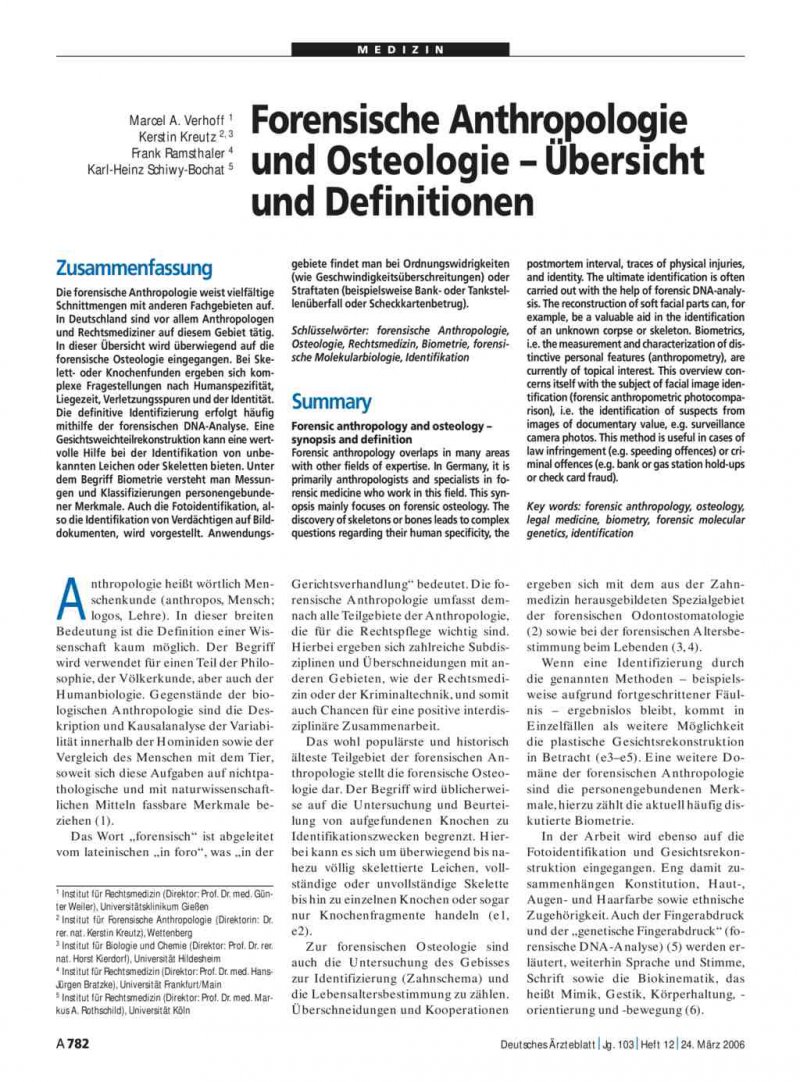 Forensische Anthropologie Und Osteologie Ubersicht Und Definitionen