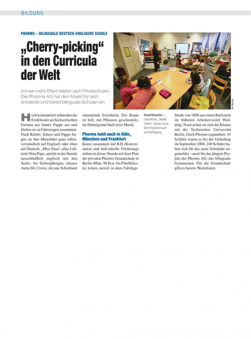 Phorms Bilinguale Deutsch Englische Schule Cherry Picking In Den Curricula Der Welt