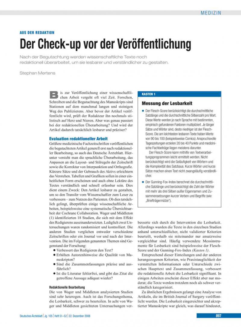 Der Check Up Vor Der Veroffentlichung