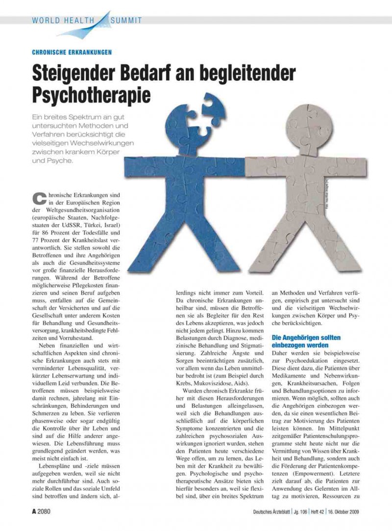 Chronische Erkrankungen Steigender Bedarf An Begleitender Psychotherapie