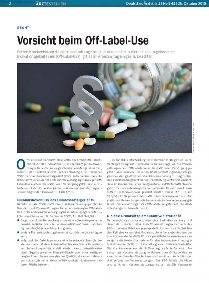 Recht Vorsicht Beim Off Label Use